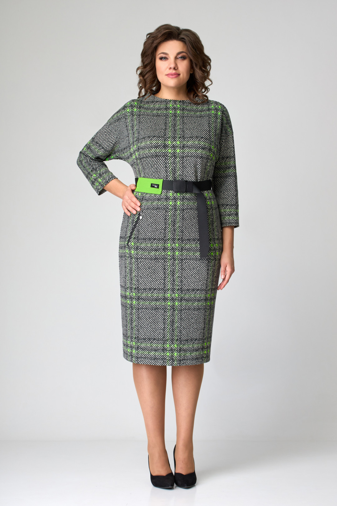 Платье МишельСтиль 1095 серо-зеленый